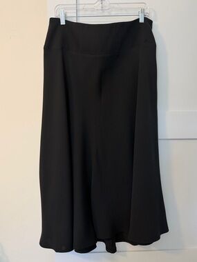 Harari 100% Silk A-Line Black Midi Skirt Size XL EUC